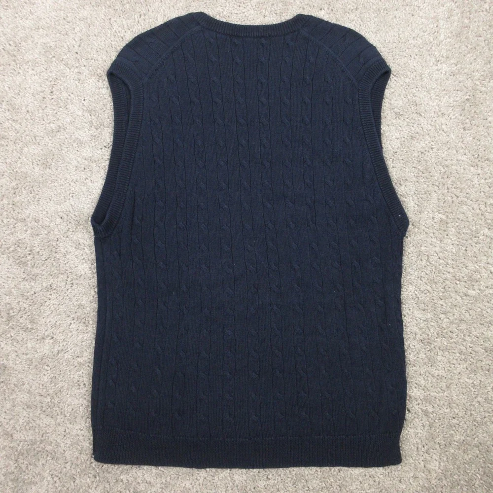 Brooks Brothers Sweater Mens Large Navy Blue Country Club Vest Cable Knit Preppy